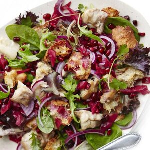 Warm chicken & ciabatta salad