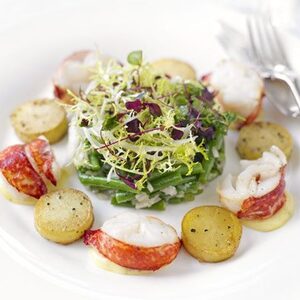 Warm lobster & potato salad with truffled mayonnaise