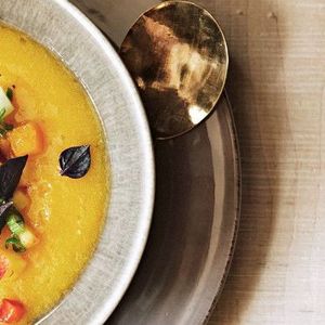 Yellow Tomato and Peach Gazpacho