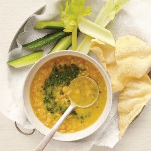 Yellow Lentil Soup with Cilantro Chutney